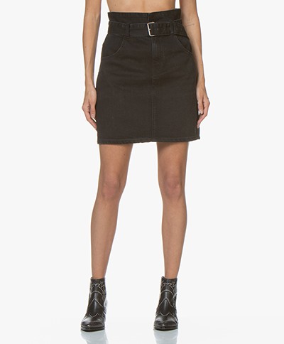 ba&sh Ellie Belted Denim Skirt - Black 