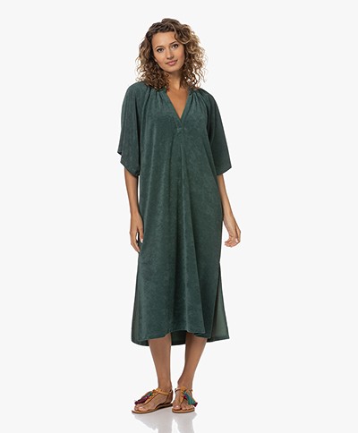 by-bar Louisa Terry Cloth Midi Dress - Deep Green