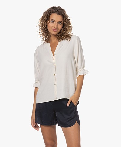 Rails Marina Lyocell and Linen Blouse - Pearl