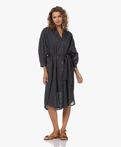 by-bar Lucy Structure Cotton Midi Shirt  Dress - Midnight