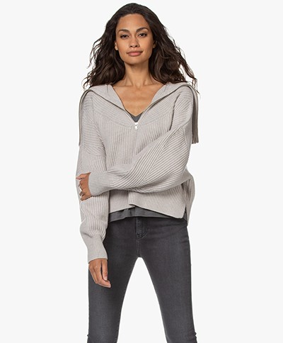 IRO Joanna Merino Wool Sweater with Zipper - Pearl Grey