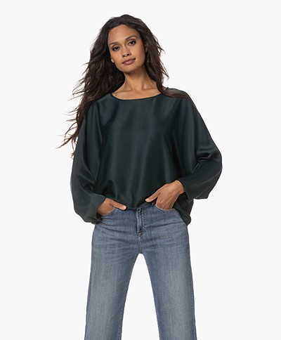 Drykorn Nialini Viscose Blend Blouse with Batwing Sleeves - Green