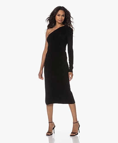 Filippa K One Shoulder Chenille Knit Midi Dress - Black