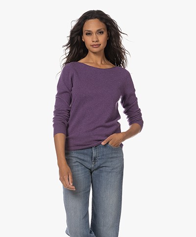 Repeat Organic Cashmere Boat Neck Sweater - Amethyst