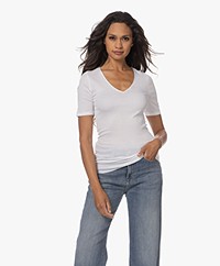 HANRO Cotton Seamless V-hals T-shirt - Wit