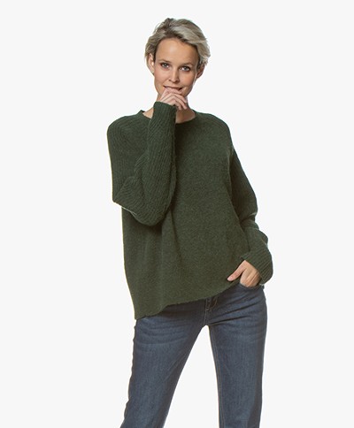 By Malene Birger Ana Ribbed Sleeve Alpaca Blend Sweater - Tent Green