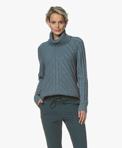 Repeat Rib Knitted Sweater with Cashmre - Lake