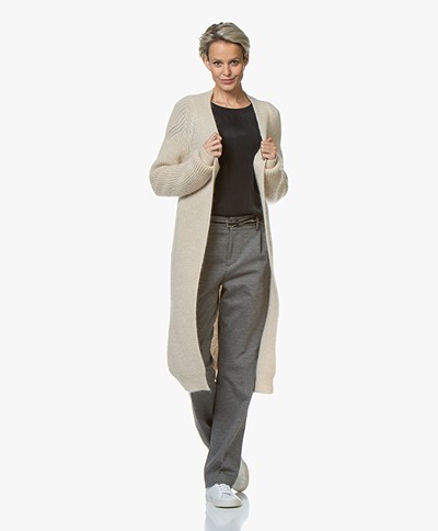 by-bar Berry Long Mohair Mix Open Cardigan - Sand