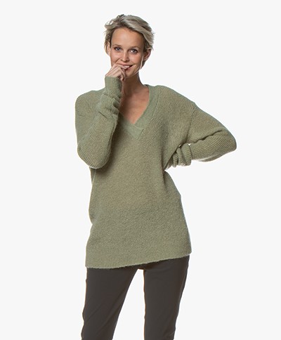 LaSalle V-neck Sweater with Mohair - Green