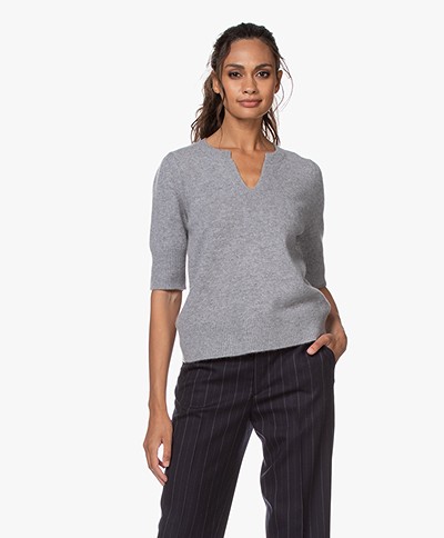 Repeat Cashmere Short Sleeve Sweater - Light Grey