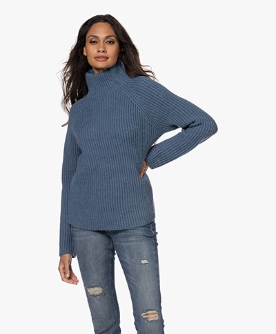 Drykorn Arwen Rib Knit Turtleneck Sweater - Greyish Blue
