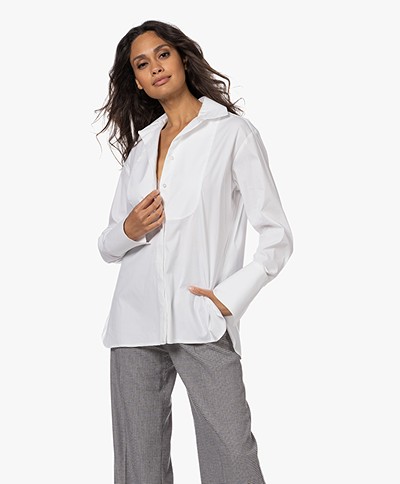 LaSalle Cottonmix Stretch Poplin Shirt - White