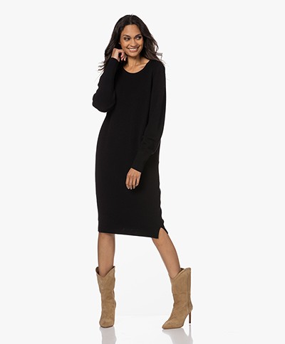 Sibin/Linnebjerg Knee-length Merino Wool Dress - Black