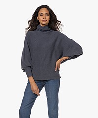 Repeat Organic Cashmere Sweater with Batwing Sleeves - Midnight