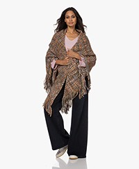 Manos del Uruguay Merino Wool Blend Poncho - Brown/Blue/Pink