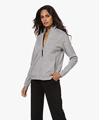 JapanTKY &Gold Riva Ponte Jersey Zip Sweatshirt - Grey Melange