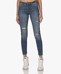 Drykorn Need Distressed Stretch Skinny Jeans - Mid Blue