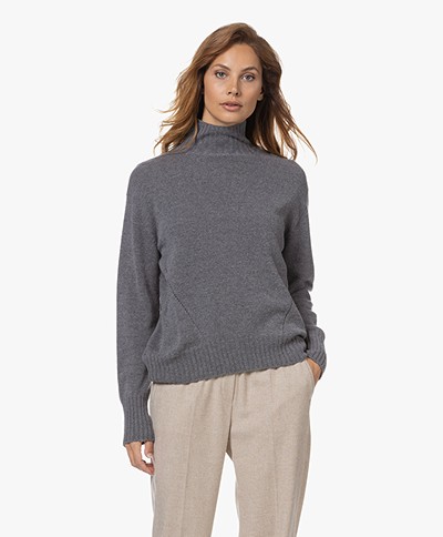 LaSalle Wool-Cashmere Blend Turtleneck Sweater - Fog
