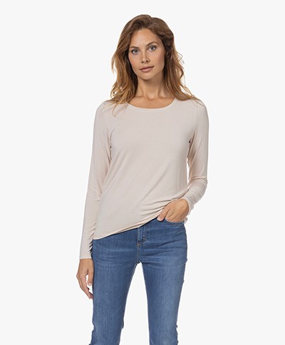 Repeat Stretch-Viscose Jersey Long Sleeve - Sand