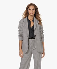 LaSalle Geruite Wolmix Blazer - Zwart/Off-white