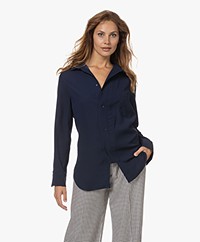 Woman by Earn Uma Crêpe Blouse - Navy 