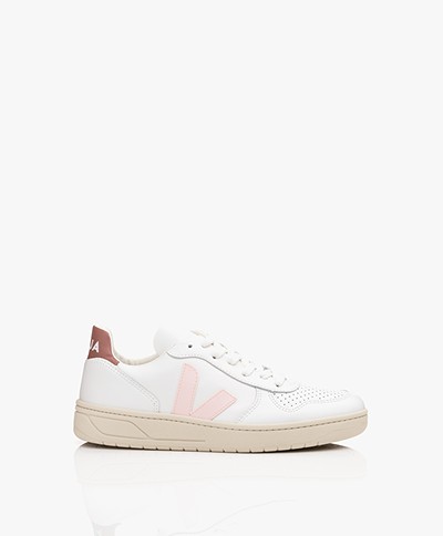 VEJA V-10 Leather Sneakers - Extra White/Petale/Dried Petal