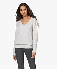 Vince Weekend Cashmere V-hals Trui - Heather White