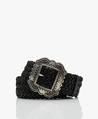ba&sh Brede Gevlochten Leren Riem - Zwart 