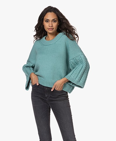 I Love Mr Mittens Chunky Knitted Boxy Sweater - Teal