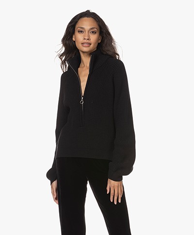 Woman by Earn Jolie  Sweater with Zipper - Black