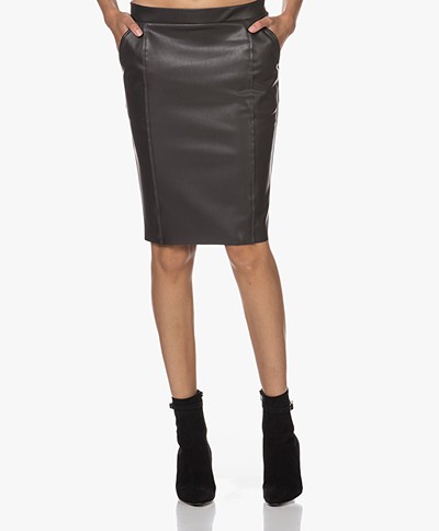 Woman by Earn Bibi Faux Leather Pencil Skirt - Charcoal