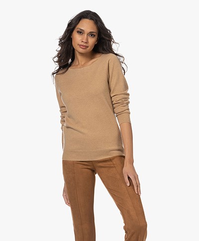 Repeat Organic Cashmere Boat Neck Sweater - Camel