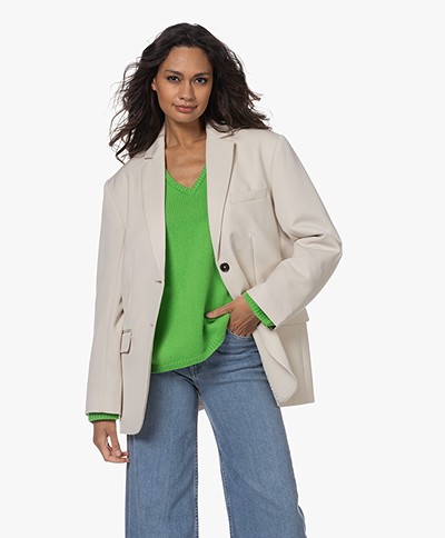 ANINE BING Quinn Oversized Wollen Blazer - Dove