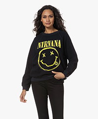 Daydreamer Nirvana Smiley Reverse Raglan Sweater - Black Onyx