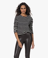 Closed Striped Double-face Long Sleeve - Black/Ivory
