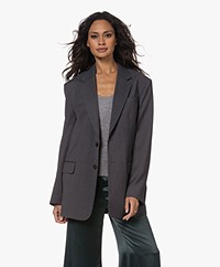 Filippa K Davina Oversized Wool Blend Blazer - Dark Grey Melange