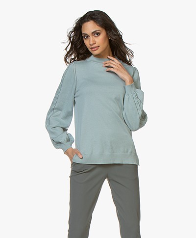 Ragdoll LA Cotton Sweater with Braided Details - Pale Blue