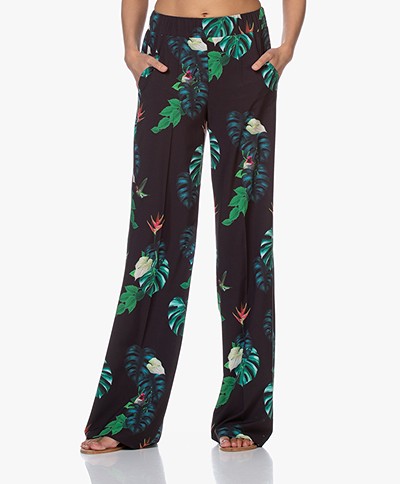 LaDress London Stretch Pants with Print - String Leaves
