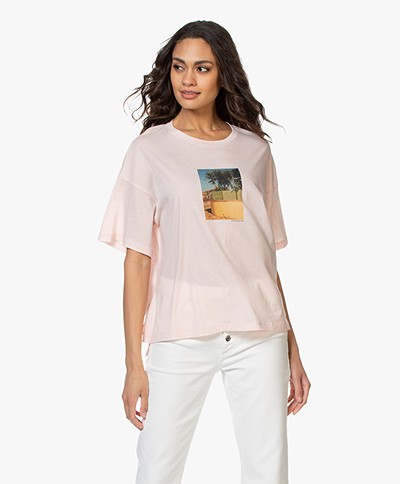 Closed Vacation Print T-shirt - Soft Pink