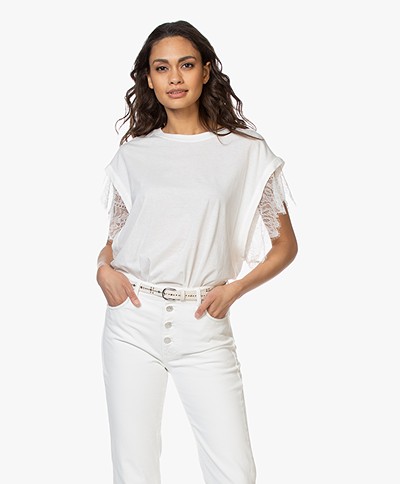 IRO Dunes Cotton T-shirt with Lace - White