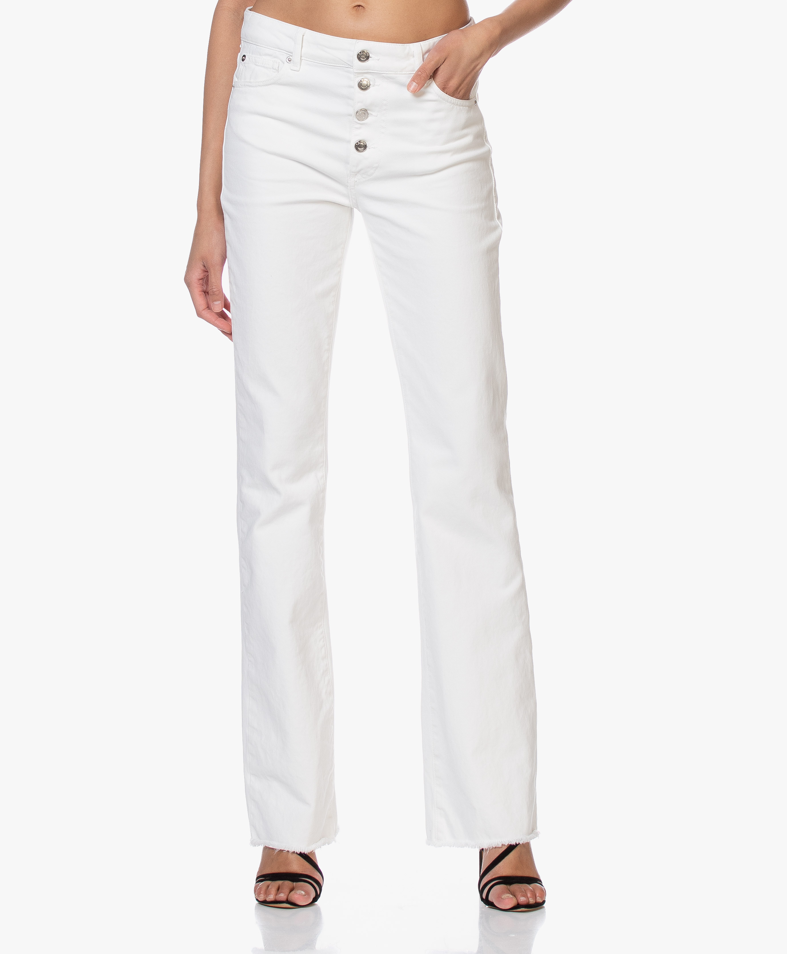 white button fly jeans