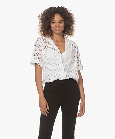 Resort Finest Celia Broderie Anglaise Blouse - White