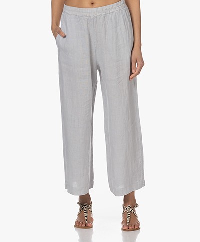 no man's land Straight Linen Pull-on Pants - Pearl Grey