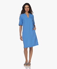 KYRA Aimee Linen Short Sleeve Dress - Forever Blue
