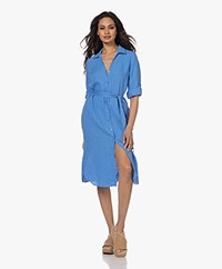 KYRA Alondra Linnen Midi Blousejurk - Forever Blue