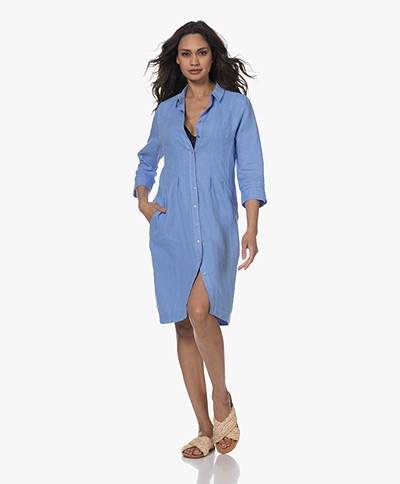 Belluna Midi Linen Shirt Dress - Azul