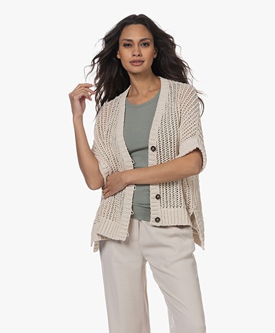 Repeat Cotton Pointelle Cardigan - Ivory