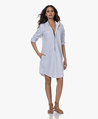 Woman by Earn Ted Tunic Dress with Stripe Design - Light Blue/White