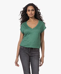 by-bar Momi Linnen V-hals T-shirt - Spring Green