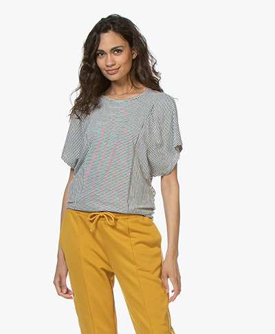 Closed Striped Butterfly Sleeve T-shirt - Blanched Almond